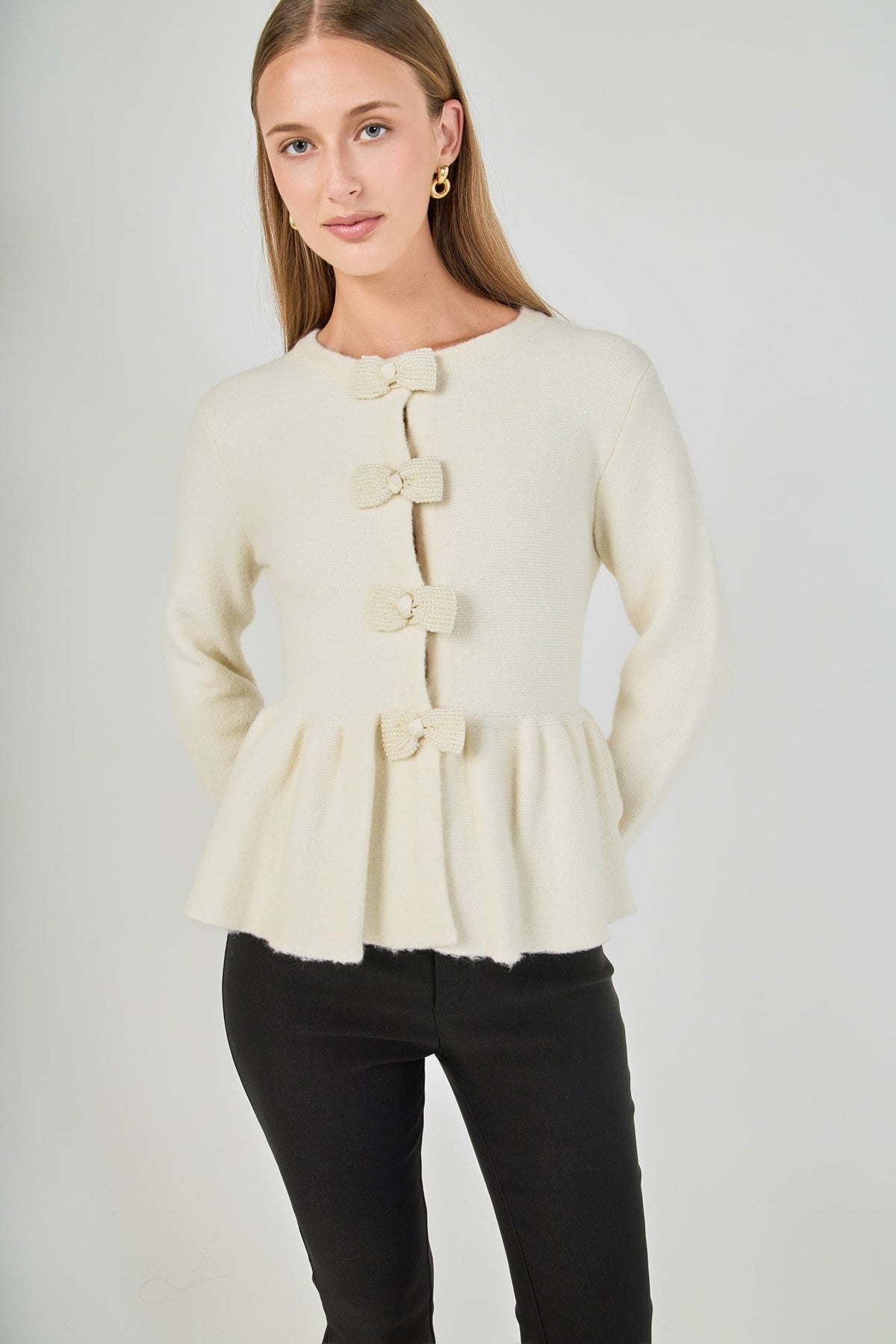 Endless Rose Deals | Bow Trim Flared Cardigan