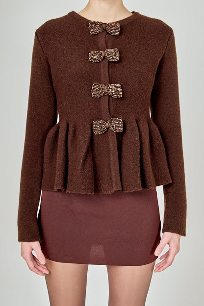 Endless Rose Deals | Bow Trim Flared Cardigan