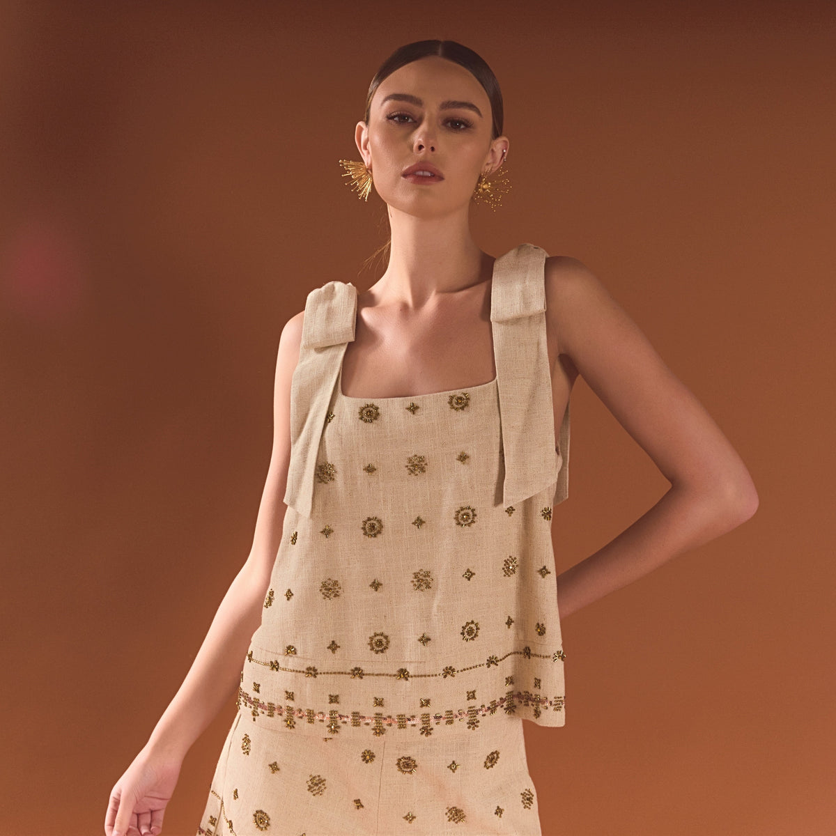 Endless Rose Top Pick | Bow Sleeveless Beaded Top