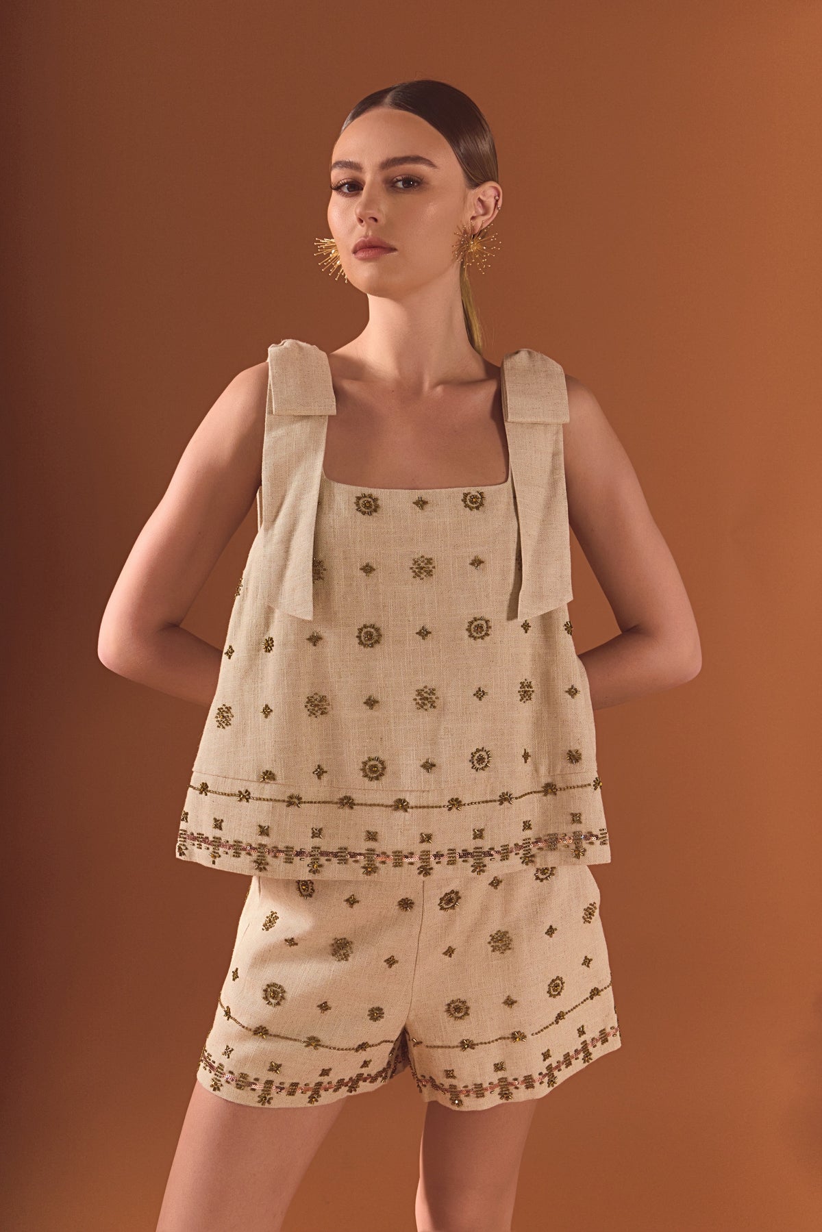 Endless Rose Top Pick | Bow Sleeveless Beaded Top