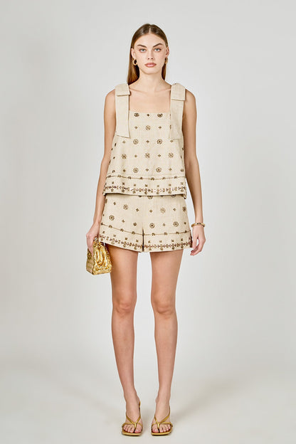 Endless Rose Top Pick | Bow Sleeveless Beaded Top