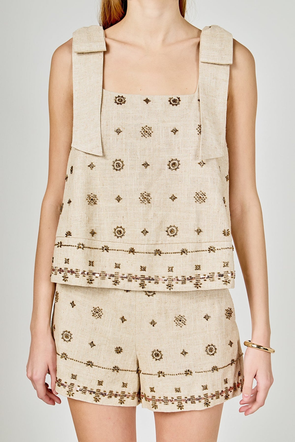 Endless Rose Top Pick | Bow Sleeveless Beaded Top