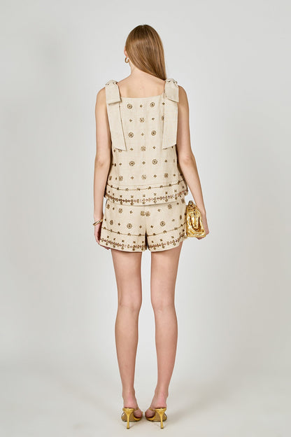 Endless Rose Top Pick | Bow Sleeveless Beaded Top