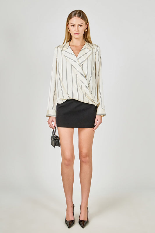 Endless Rose Sale | Striped Wrap Blouse