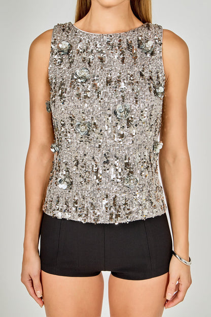 Endless Rose Top Pick | Flower Applique sequins Top