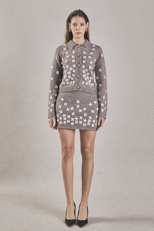 Endless Rose Exclusive | Flower Detail Knit Cardigan