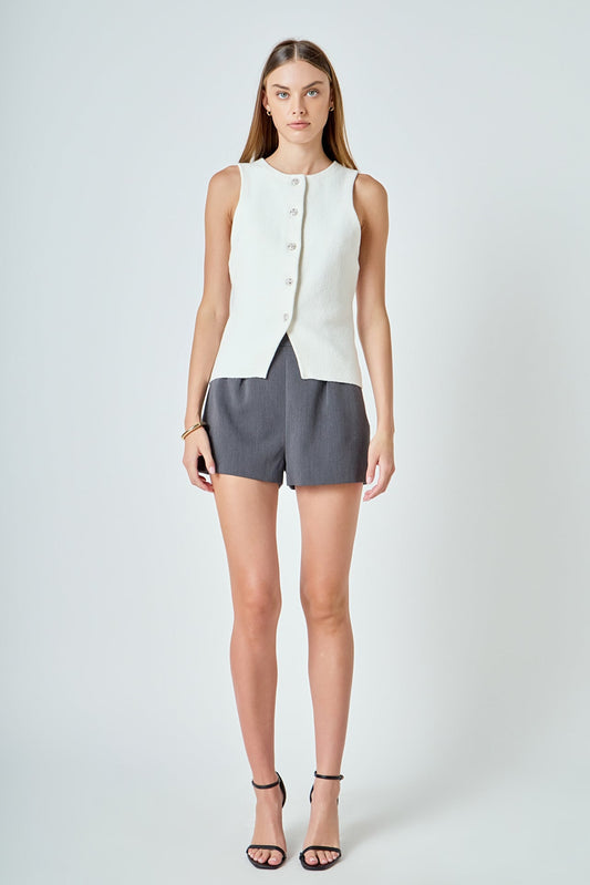 Endless Rose Exclusive | Round Neck Buttoned Knit Vest