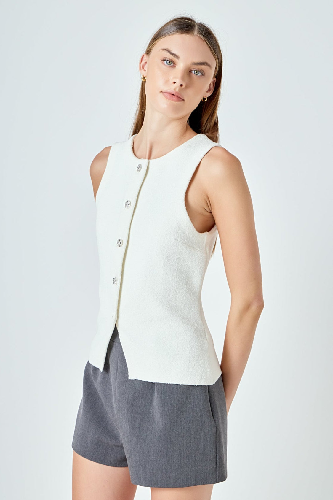 Endless Rose Exclusive | Round Neck Buttoned Knit Vest