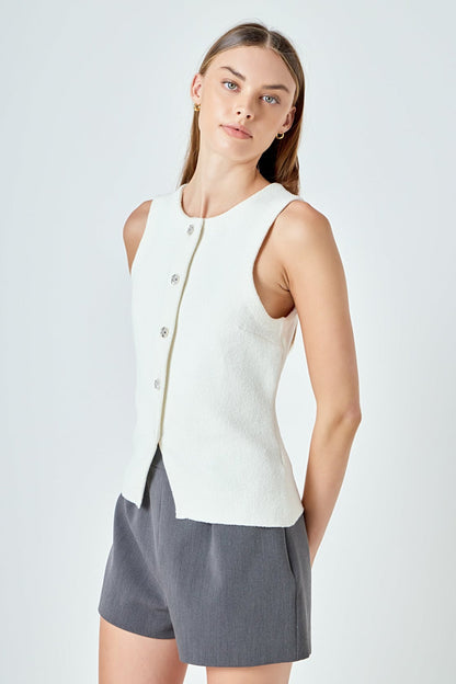 Endless Rose Exclusive | Round Neck Buttoned Knit Vest