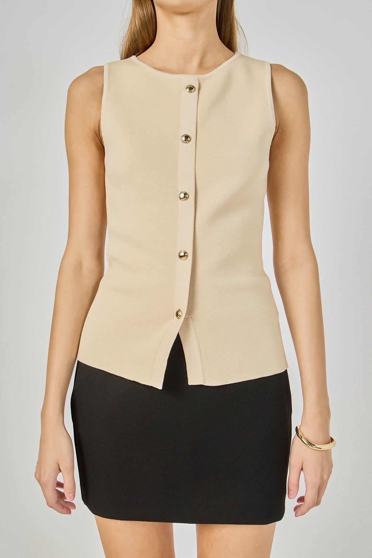 Endless Rose Smart Buy | Knit Buttoned Sleeveless Top