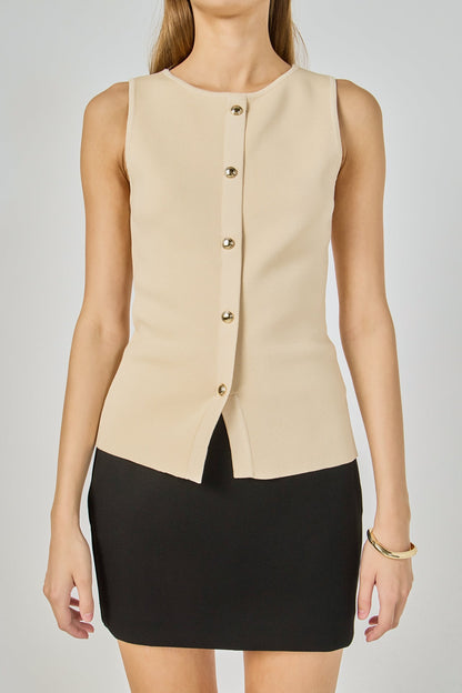 Endless Rose Smart Buy | Knit Buttoned Sleeveless Top