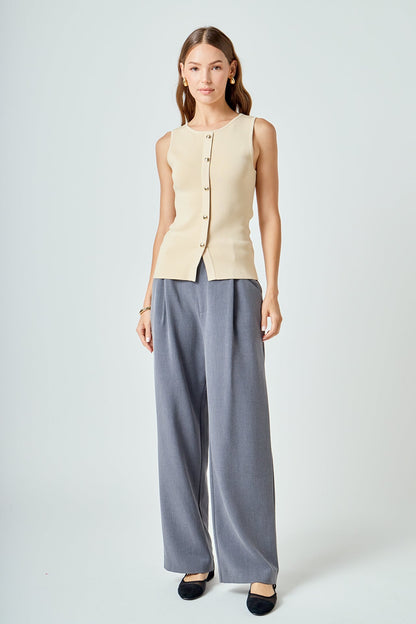 Endless Rose Smart Buy | Knit Buttoned Sleeveless Top