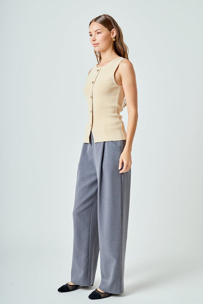 Endless Rose Smart Buy | Knit Buttoned Sleeveless Top