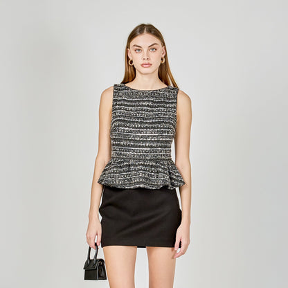Endless Rose Value | Sequin Textured Peplum Top