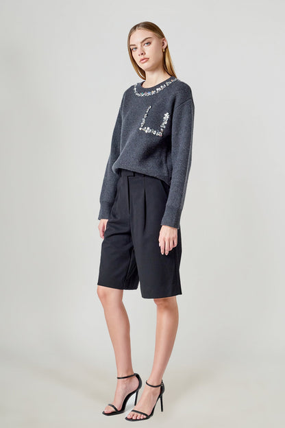 Endless Rose Featured | Relaxed Jewel Trim Sweater