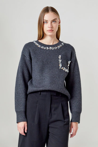 Endless Rose Featured | Relaxed Jewel Trim Sweater