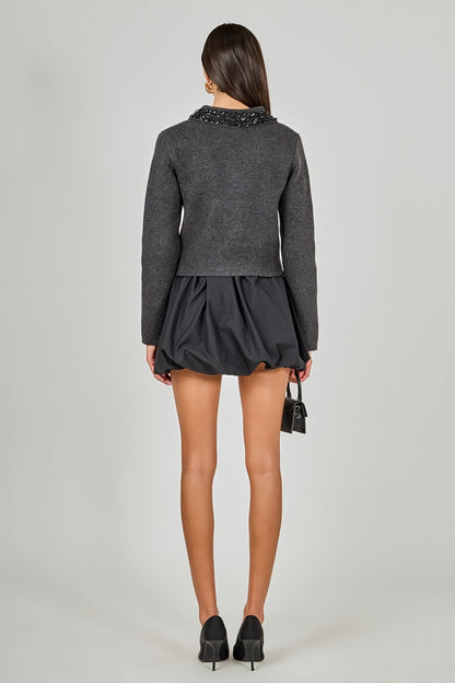 Endless Rose Exclusive | Knit Jewel Trim Collared Sweater