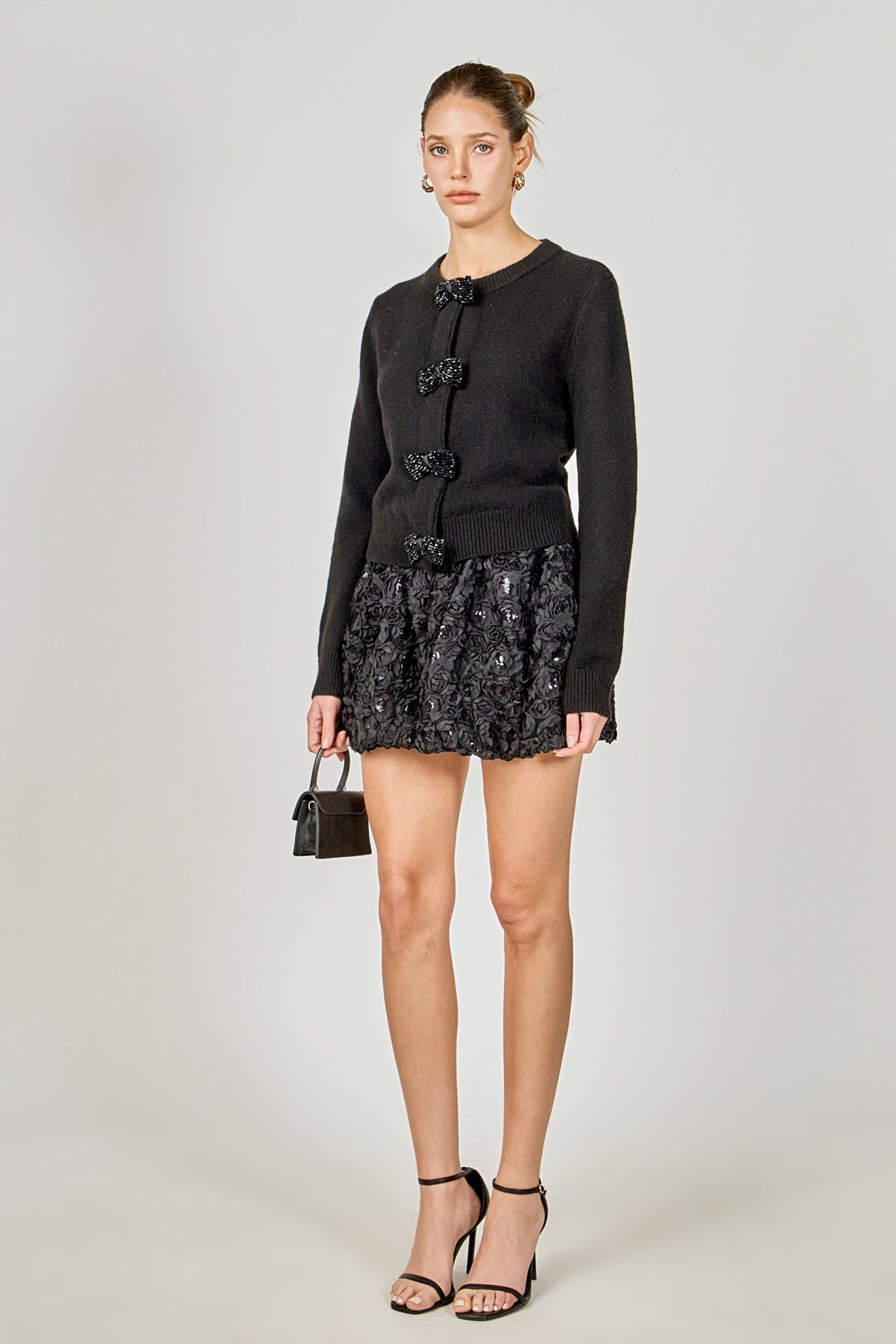 Endless Rose Best Price | Round Neck Bow Trim Cardigan