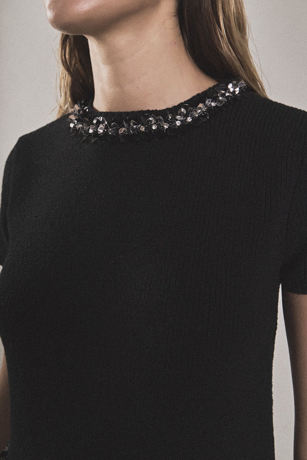 Endless Rose Signature | Jewel Trim Knit Short Sleeve Top