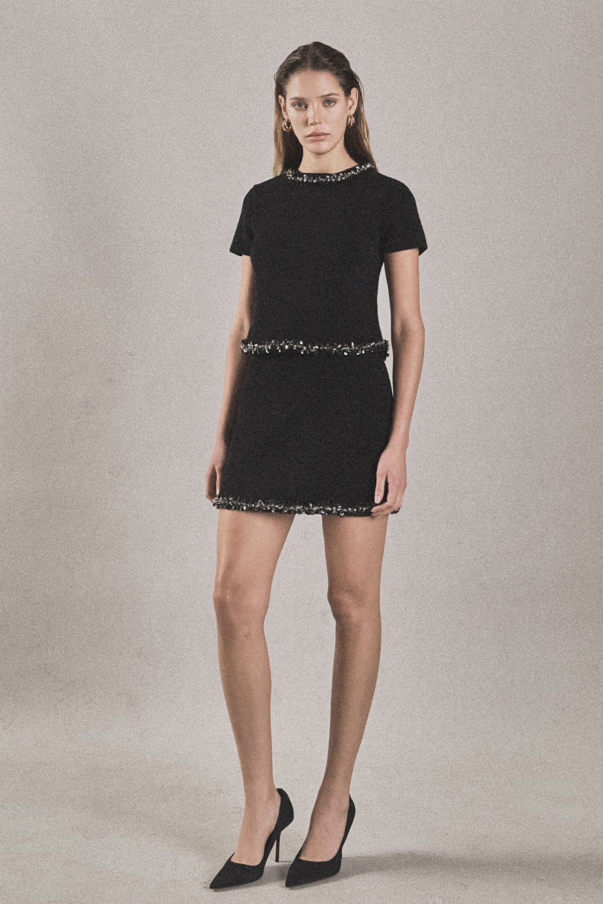 Endless Rose Signature | Jewel Trim Knit Short Sleeve Top