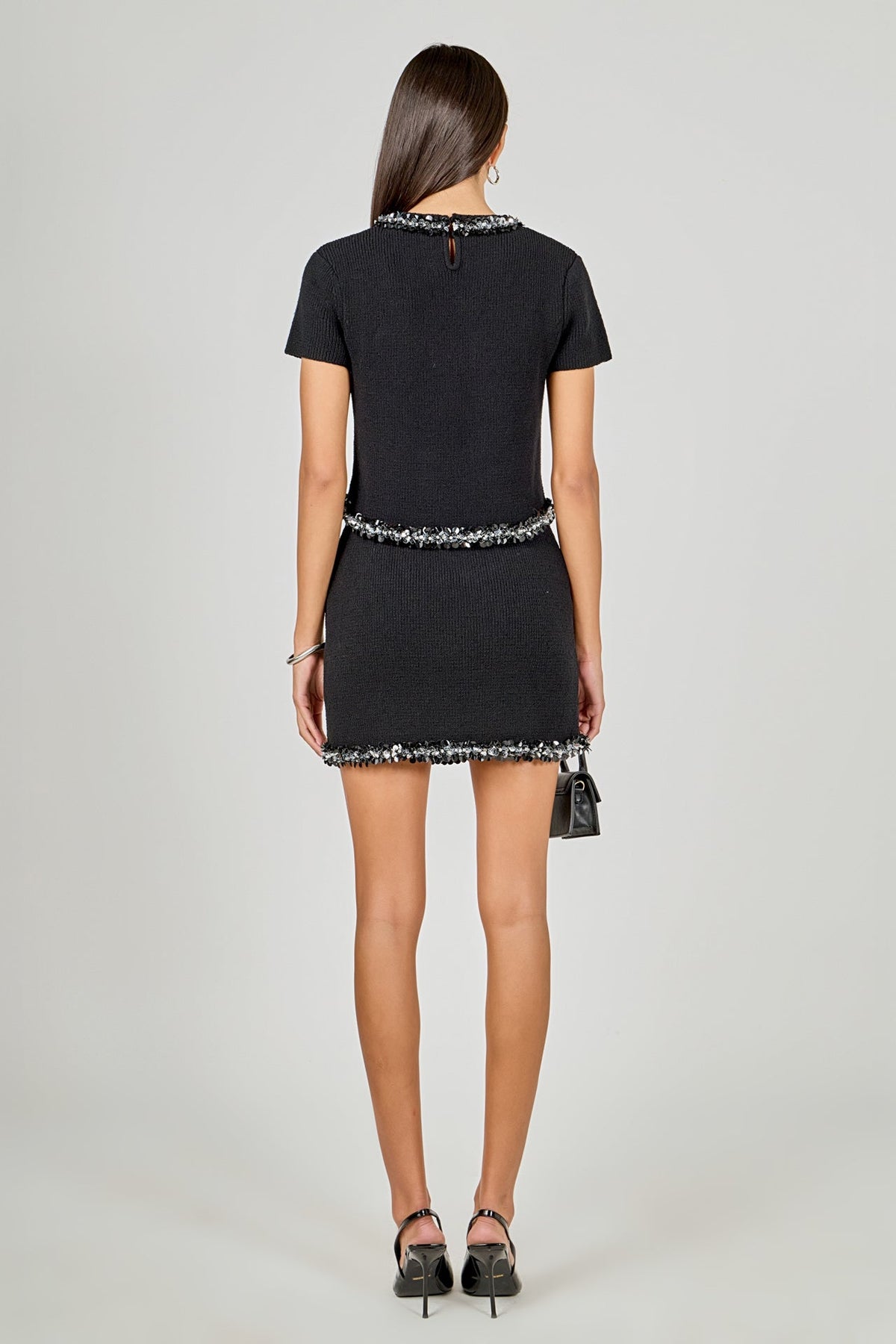 Endless Rose Signature | Jewel Trim Knit Short Sleeve Top