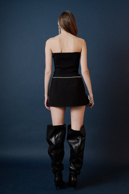 Endless Rose Essential | Rhinestone Bow Low Rise Mini Skort