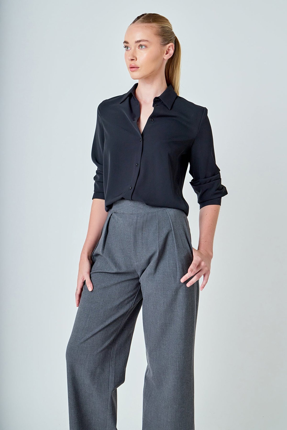 Endless Rose Exclusive | Mid Rise Pleated Wide leg Trousers