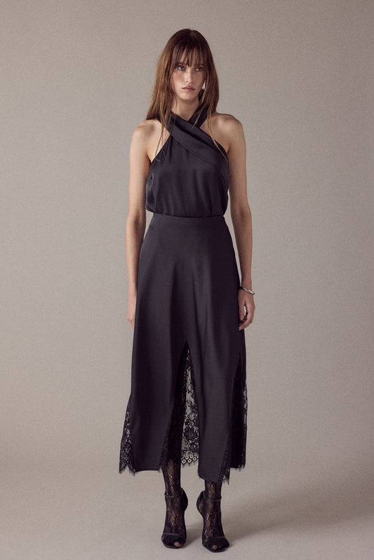 Endless Rose Recommended | Satin Lace Maxi Skirt