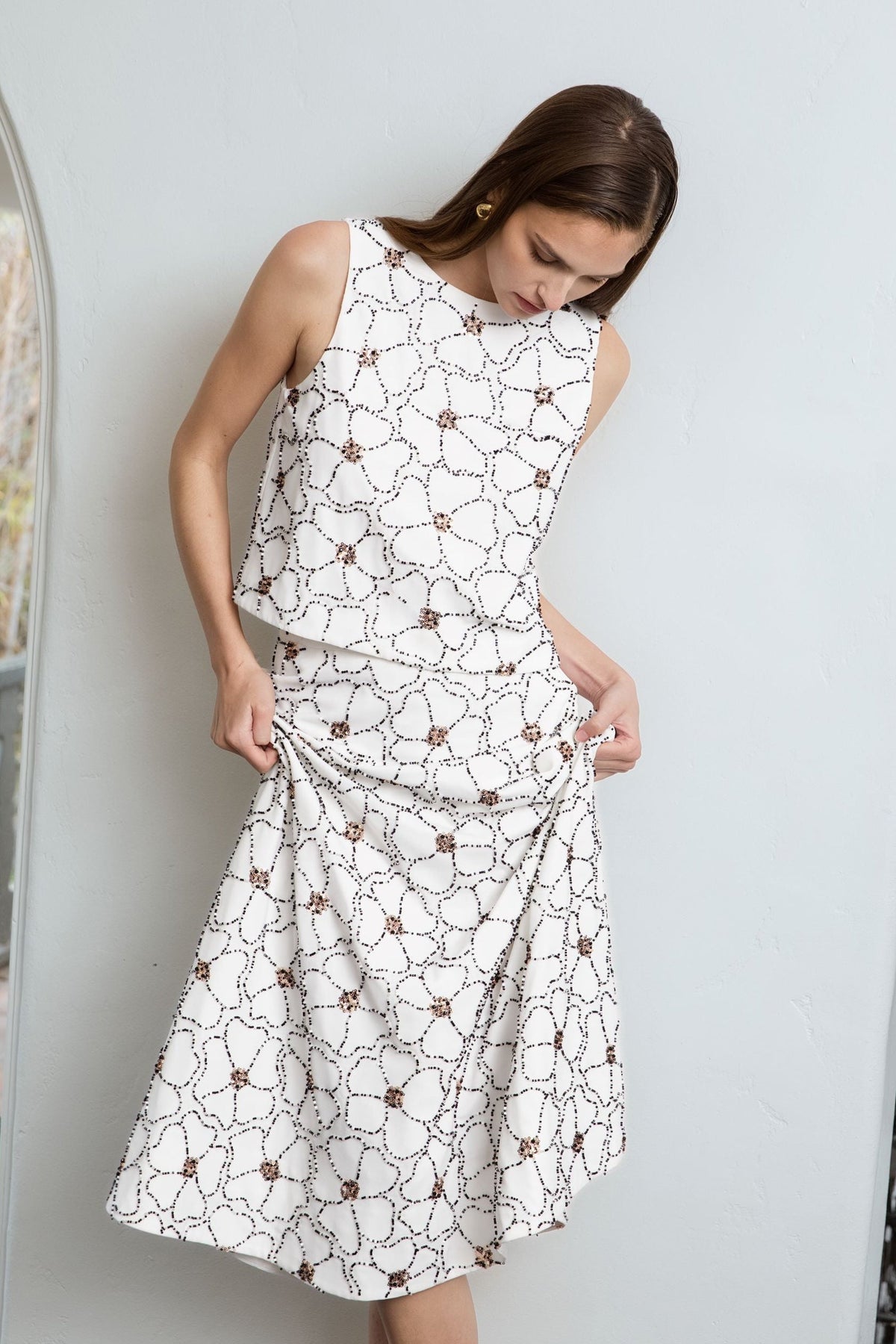 Endless Rose Great Value | Floral Beaded Midi Skirt