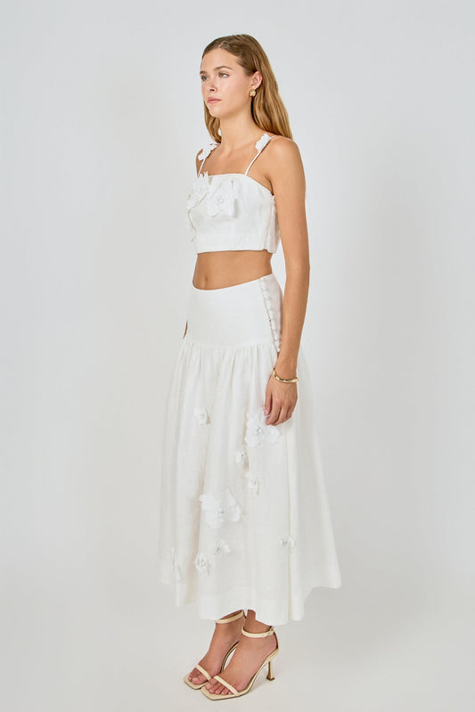 Endless Rose Customer Favorite | 3D Floral Detail Midi Skirt