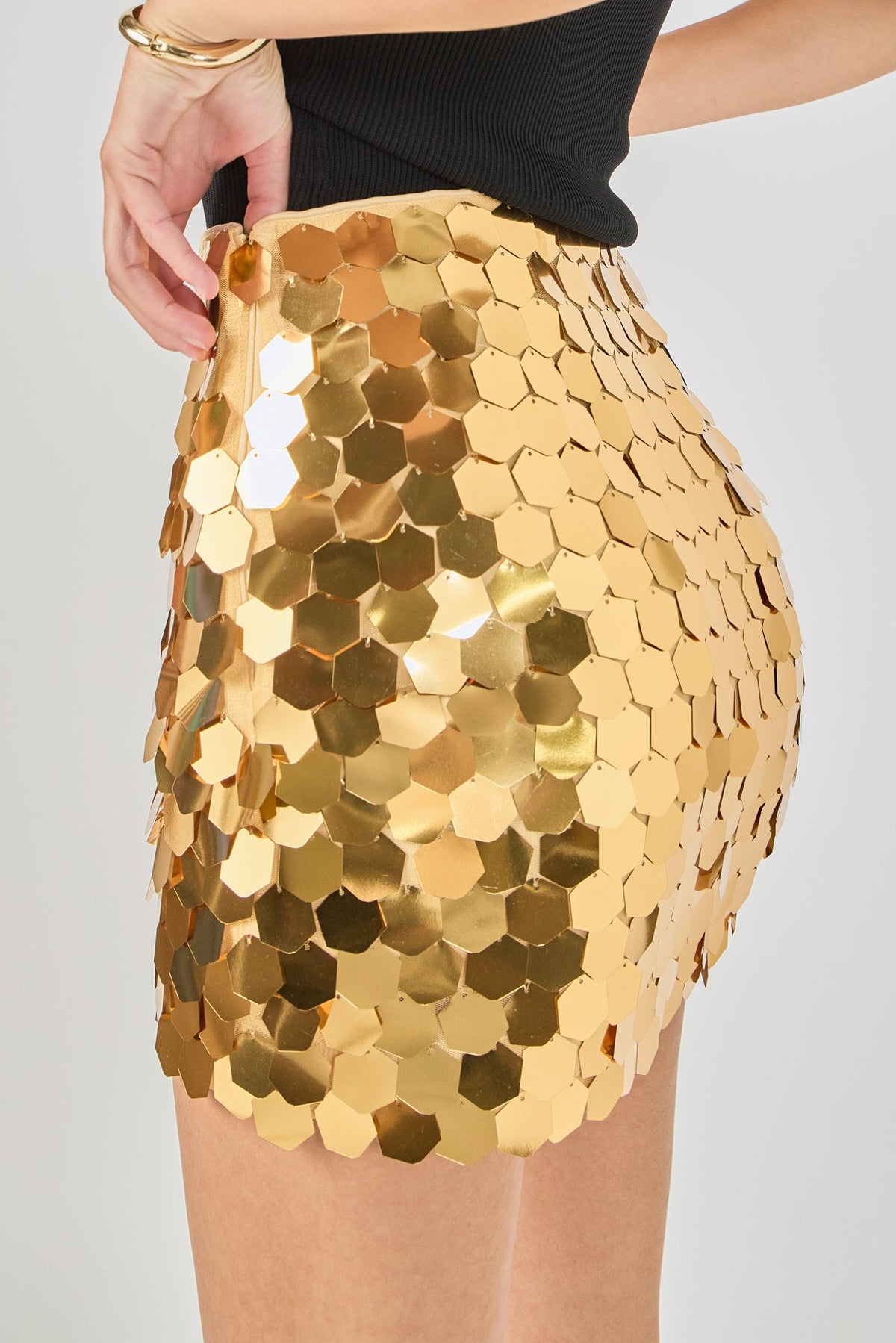 Endless Rose Quality | Hexagonal Sequins Mini Skirt
