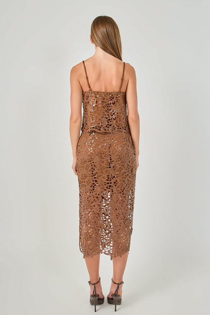 Endless Rose Hot Sale | Sequin Floral Lace Midi Skirt