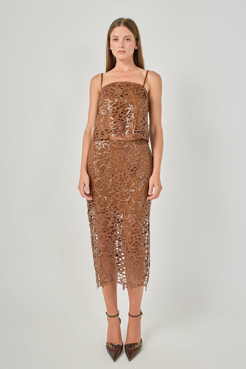 Endless Rose Hot Sale | Sequin Floral Lace Midi Skirt