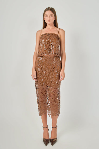 Endless Rose Hot Sale | Sequin Floral Lace Midi Skirt