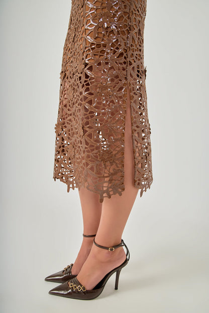 Endless Rose Hot Sale | Sequin Floral Lace Midi Skirt