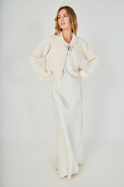 Endless Rose Signature | Cardigan Featuring Braided Trim and Bow Accents
