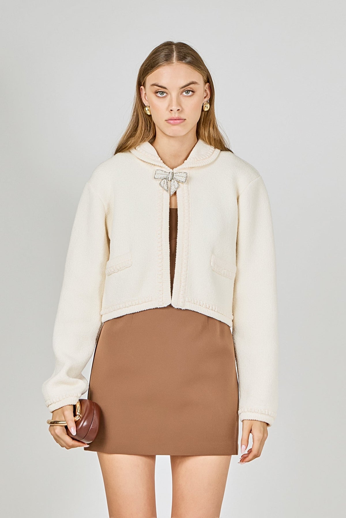 Endless Rose Signature | Cardigan Featuring Braided Trim and Bow Accents