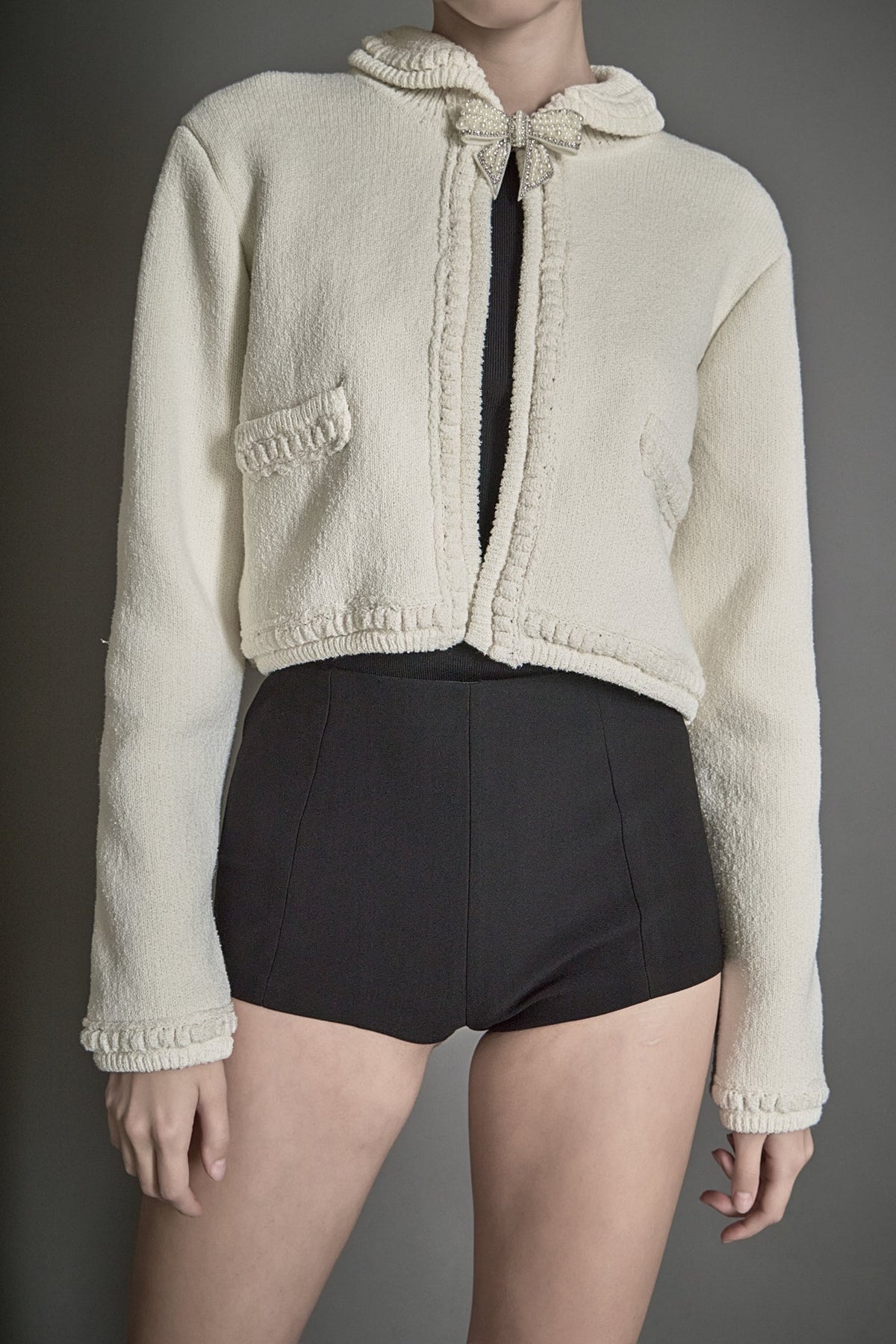Endless Rose Signature | Cardigan Featuring Braided Trim and Bow Accents