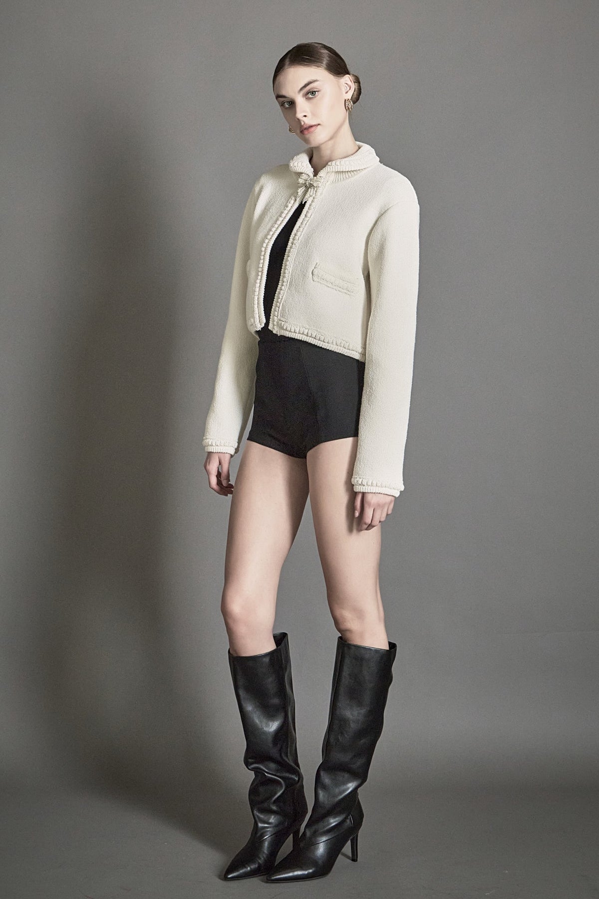 Endless Rose Signature | Cardigan Featuring Braided Trim and Bow Accents