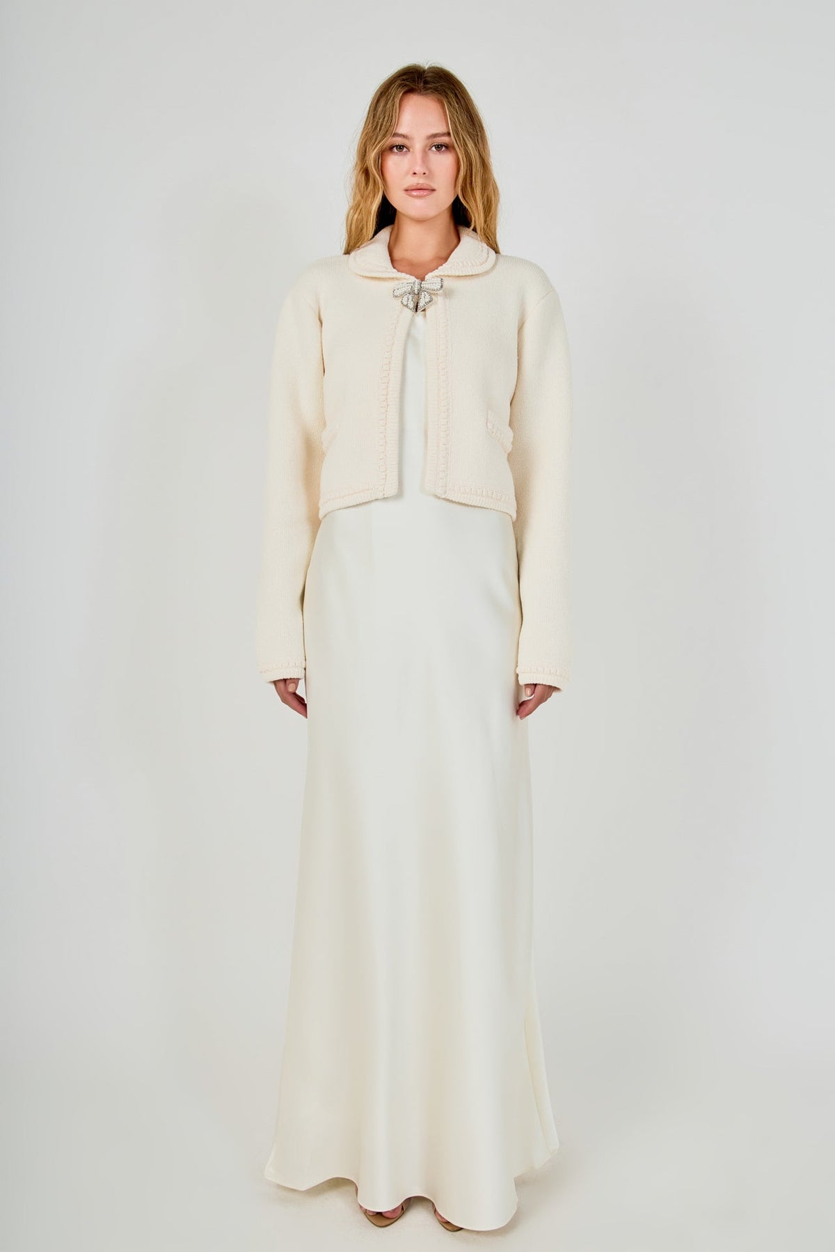 Endless Rose Signature | Cardigan Featuring Braided Trim and Bow Accents