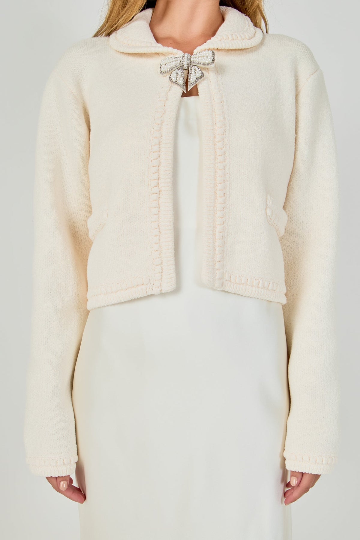 Endless Rose Signature | Cardigan Featuring Braided Trim and Bow Accents