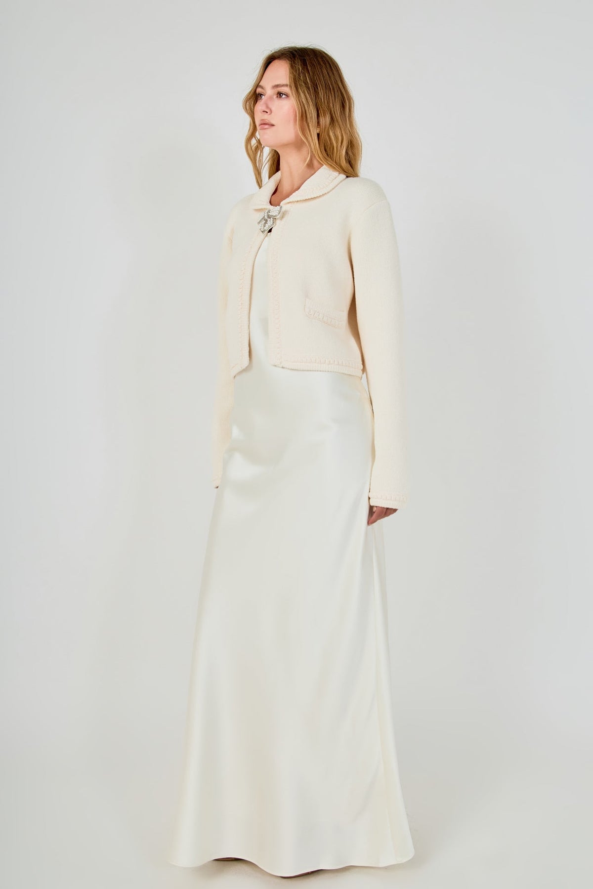 Endless Rose Signature | Cardigan Featuring Braided Trim and Bow Accents