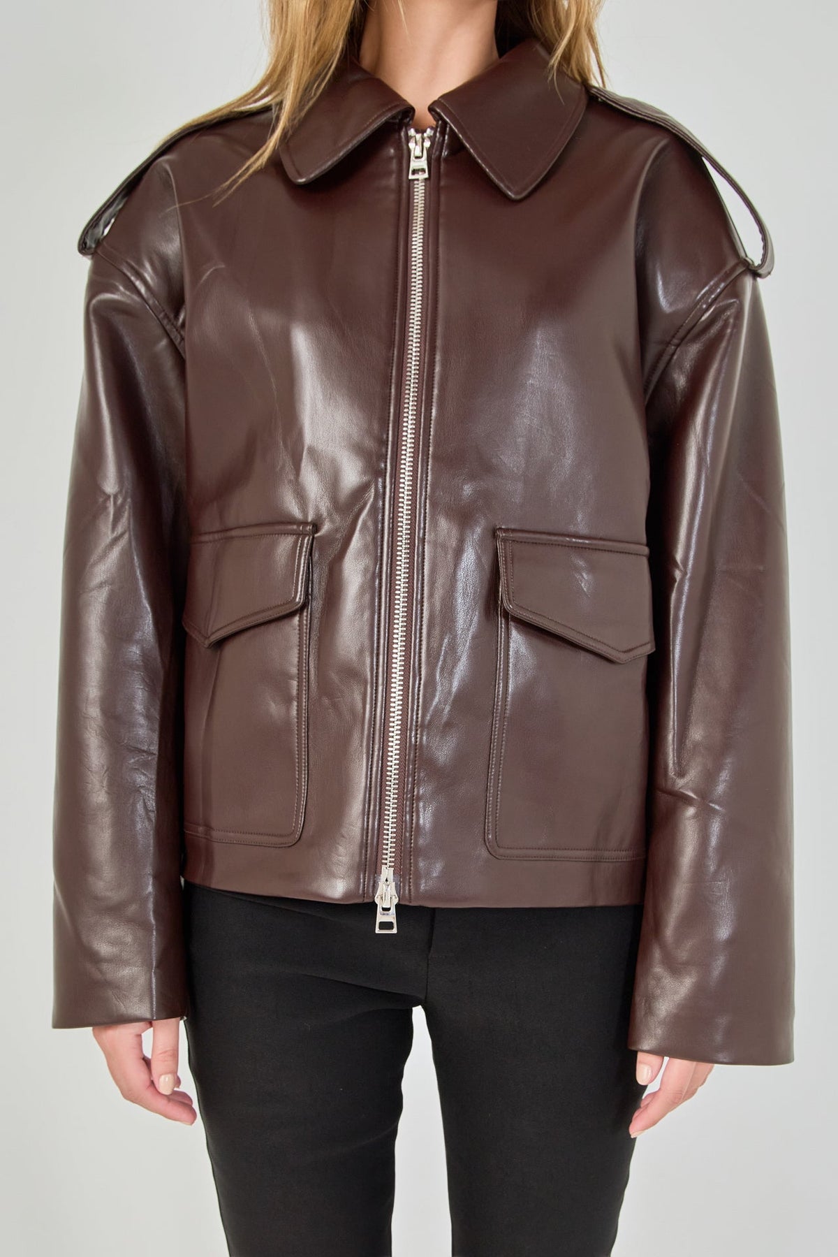 Endless Rose Trending | Vegan Leather Oversized Jacket