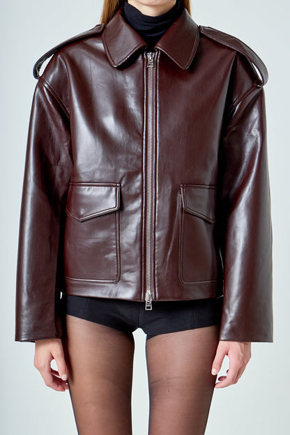Endless Rose Trending | Vegan Leather Oversized Jacket