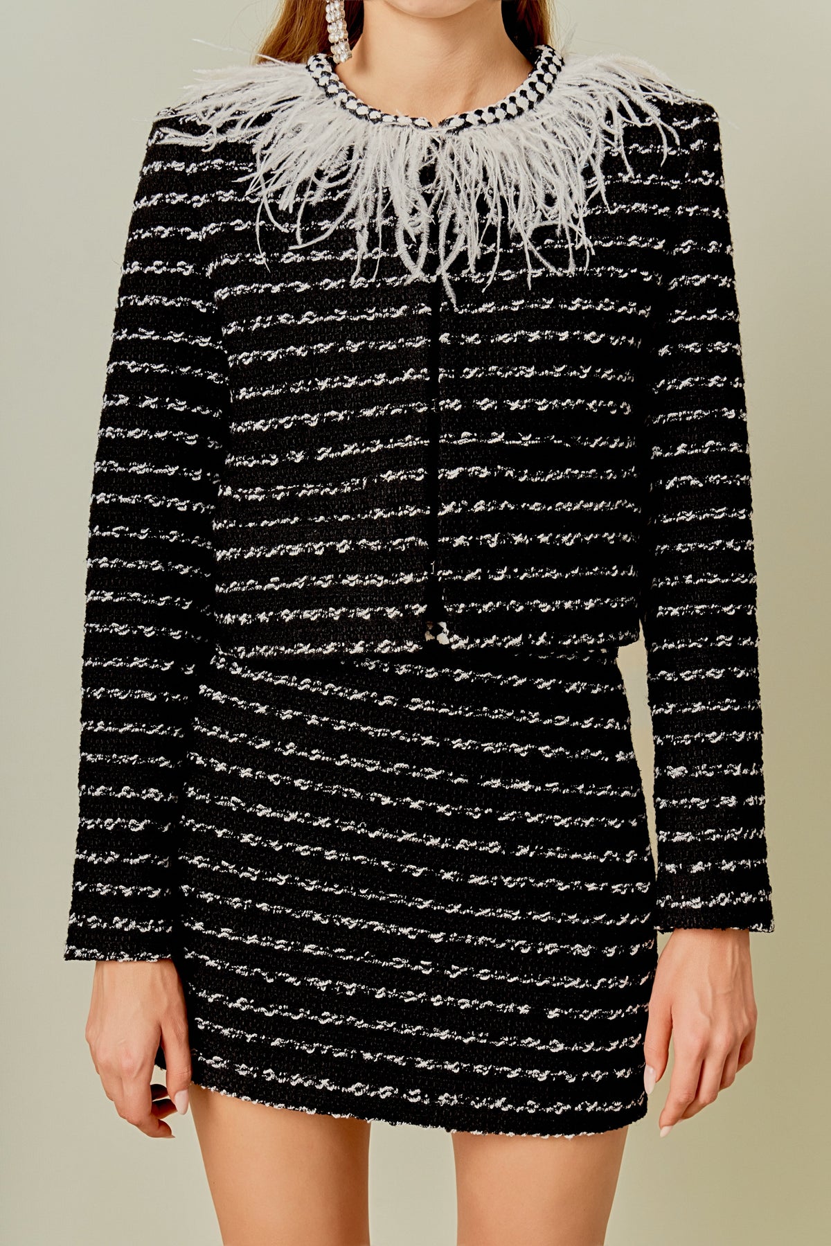 Endless Rose Best Price | Feather Detailed Bow Tweed Jacket