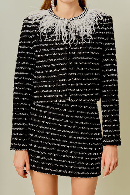 Endless Rose Best Price | Feather Detailed Bow Tweed Jacket