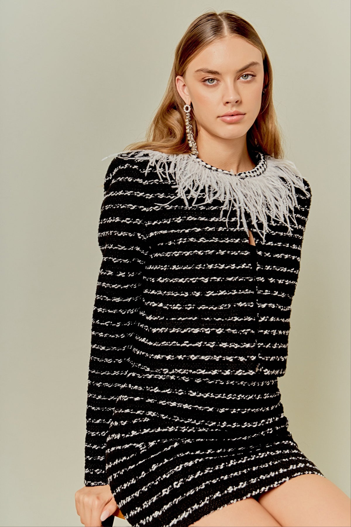 Endless Rose Best Price | Feather Detailed Bow Tweed Jacket