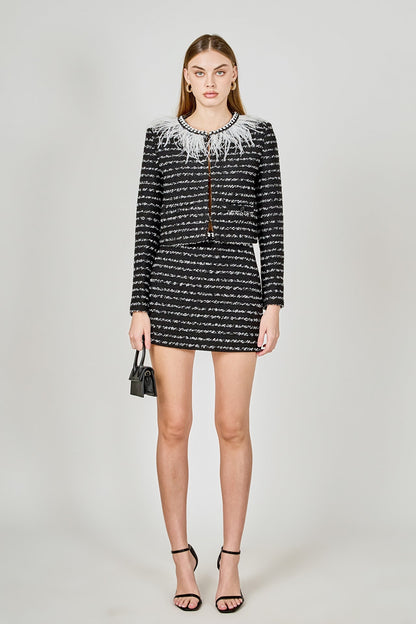 Endless Rose Best Price | Feather Detailed Bow Tweed Jacket