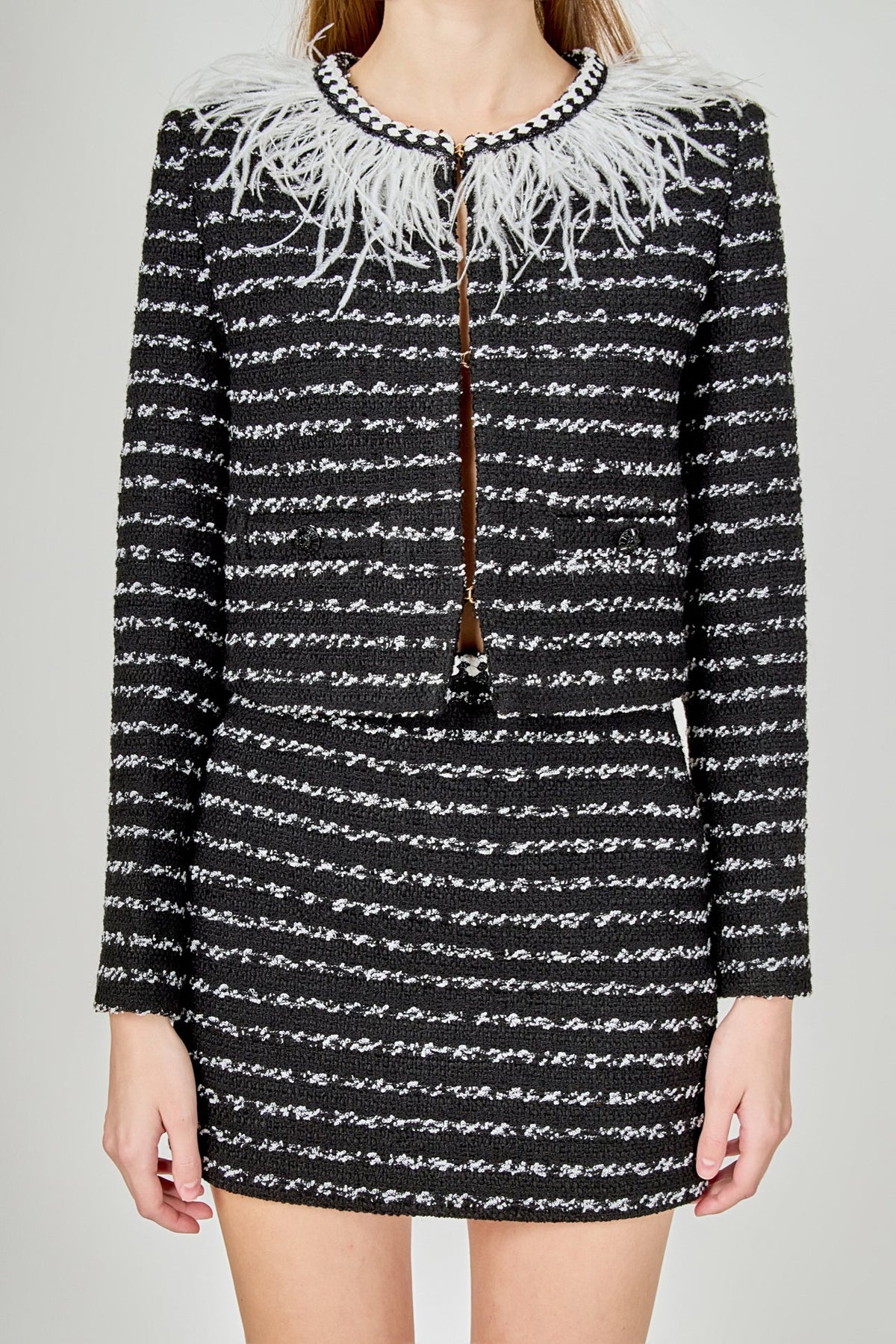 Endless Rose Best Price | Feather Detailed Bow Tweed Jacket