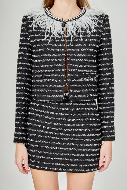 Endless Rose Best Price | Feather Detailed Bow Tweed Jacket